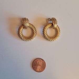Gold Twisted Hoop Clip-on Earrings